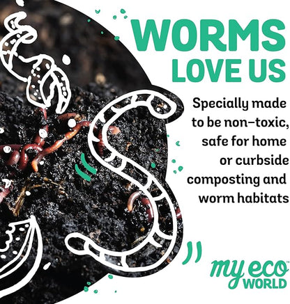 MyEcoWorld® Compostable Kitchen Waste Bags - 48 Count - 100% Certified Compostable - 13 Gallon - Super Strong - Leak Proof - Unscented - Easy to Open