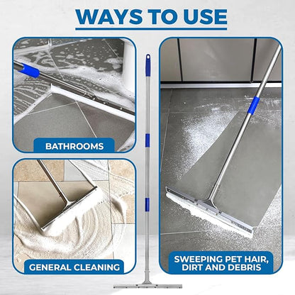 MHM AquaSlide MiniPushPro – 18-Inch Epoxy Squeegee for Shop & Concrete Floors, Tile Floor Wiper with Rubber Blade, Jalador de Agua para Piso