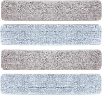 CQT Replacement Flat Floor Mop Reusable Washable Microfiber Pads for Floor Care System 2 Wet and 2 Dry Mop Pads Packed (24")