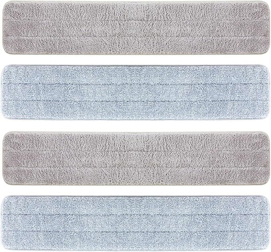 CQT Replacement Flat Floor Mop Reusable Washable Microfiber Pads for Floor Care System 2 Wet and 2 Dry Mop Pads Packed (24")