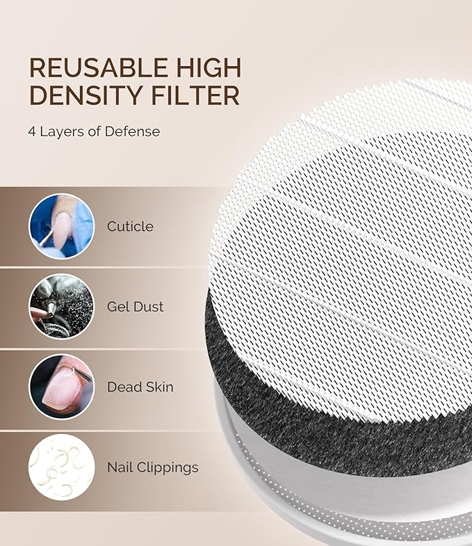 MelodySusie Advanced Cordless Naill Dust Collector, SProR 3500RPM Powerful Portable Nail Vacuum Fan with 3 Suction Modes,Reusable Filter & Low Noise for Mobile Nail Tech, DIY Nail Artist & Home Use