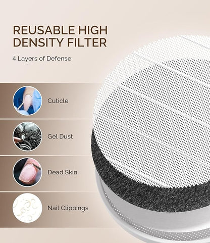 MelodySusie Advanced Cordless Naill Dust Collector, SProR 3500RPM Powerful Portable Nail Vacuum Fan with 3 Suction Modes,Reusable Filter & Low Noise for Mobile Nail Tech, DIY Nail Artist & Home Use