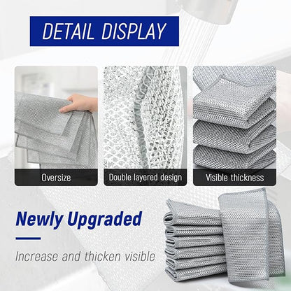 20PCS Non-Scratch Steel Scrubber Pads, Dual-Sided Wire Dishcloths for Wet/Dry Cleaning, Metal Scrubbers for Pots, Pans, Dishes, Sinks, Stove - Grey.