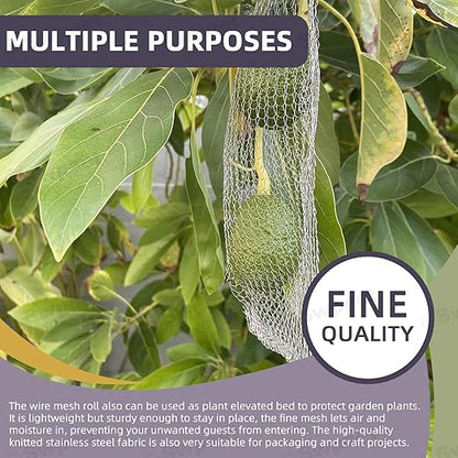 Swpeet 3Pcs 5" x 50FT Wire Mesh Hole Fill Fabric with Scissors and Anti-scretch Gloves, Stainless Steel Wire Mesh Roll, Flexible Stretchy Mesh Fabric Ideal for Garden House and DIY