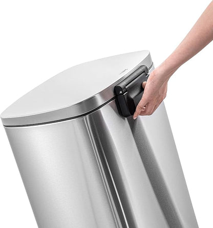 QUALIAZERO 50L/13Gal Heavy Duty Hands-Free Stainless Steel Commercial/Kitchen Step Trash Can, Fingerprint-Resistant Soft Close Lid Trashcan, 50L / 13 GAL