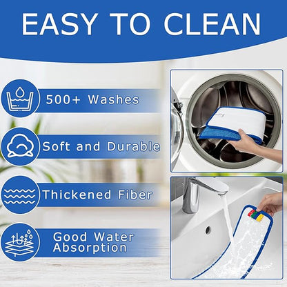 12 Pack Replacement Microfiber Pad - Thick - Universal Commercial 17-18 Inch Mop Head- Heavy Duty - Wet & Dry Commercial Cleaning Refills Reusable Mop Refills Fit for Most Microfiber Flat Mop System
