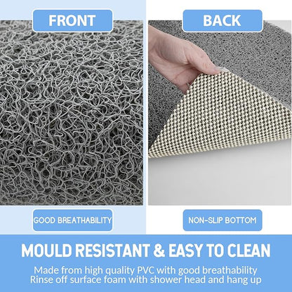 Hargiis Non-Slip Bathtub Mat, 2 Pack Anti Slip Shower Mat, Fast Drying Bathtub Mats, Foot Scrubber Mat, Anti Slip Mat for Tub, Floor, Bathroom, Kitchen, Home, Hotel (Grey 24"×16"+24"×16")