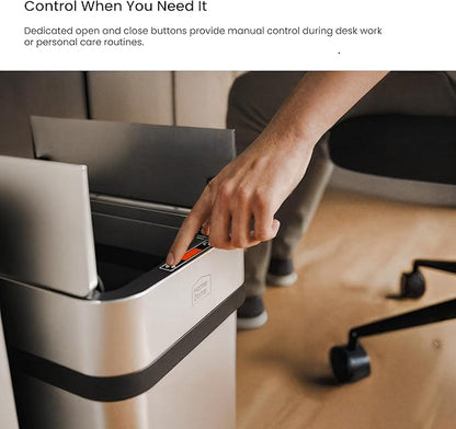 Home Zone Living 2 Gallon Small and Slim Motion Sensor Trash Can with Touch Control Lid, Stainless Steel, Silver