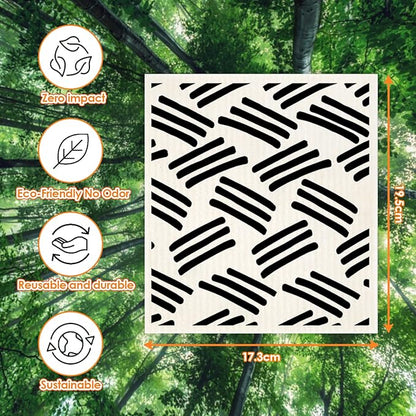 Swedish Dishcloths for Kitchen,6 Pack Black Minimalist Swedish Dish Towels,Cellulose Sponge Cloths,Non Scratch Reusable Paper Towels Biodegradable and Reusable Kitchen Dish Rags