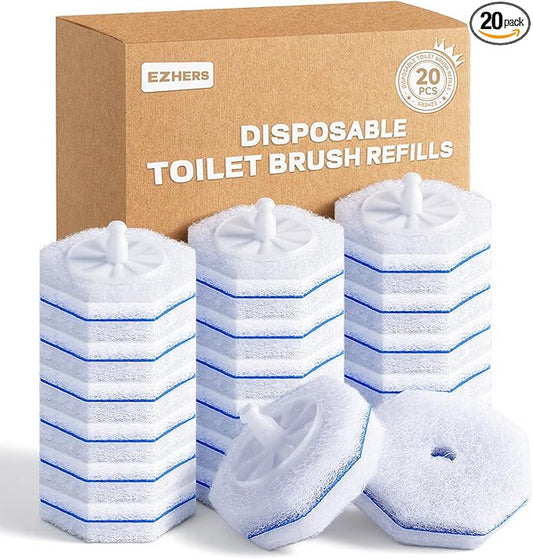 20 Count Toilet Wand Refills for Clorox, 5X Cleaning Power Toilet Bowl Wand Refills & High-Density Disposable Toilet Brush Scrubber - No Falling Apart, Instant Foam for Bathroom Cleaning