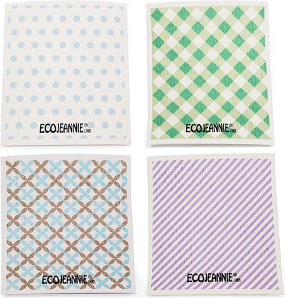 Wholesale EcoJeannie Eco-Friendly German Cleaning Cloth 100% Biodegradable Cellulose Sponge Cloths, Kitchen Cloths, GMO-Free, Reusable - Made in Germany Packaged in P.R.C. (12 Pack)