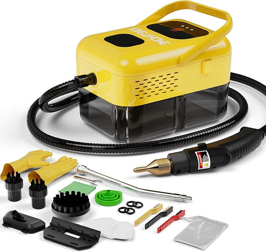 KINETIHOMEHigh-pressure steam cleaner, household steam cleaner for handheld use, convenient to carry, suitable for cleaning kitchen fumes, sofas, small air conditioners, etc. (yellow)