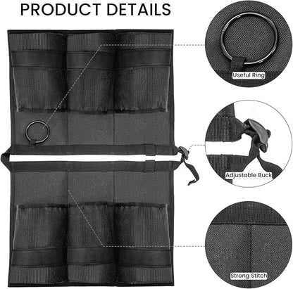 5 Gallon Bucket Tool Organizer, Adjustable Bucket Storage Bag with Mesh Compartments, Durable Black Garden Tool Caddy Swivel Seat Pouch for Ice Fishing, Car Cleaning, Hiking