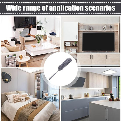Fiber Dusting Brush, Multifunctional Extendable Dusting Wand, Washable Ceiling Duster, Cobweb Ceiling Duster with Extension Pole, Cleaning Feather Dusters for Cleaning Ceiling Fan Furniture