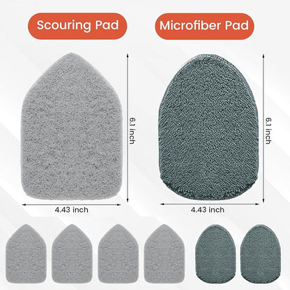 Wlich Scouring Pads Microfiber Cloth Refills 6 Pack, Fit Tub Tile Scrubber Brush Cleaning, Reusable Scouring Scrub Pad and Microfiber Scrub Pads Set for Cleaning Bathroom Kitchen Toilet Tile Sink