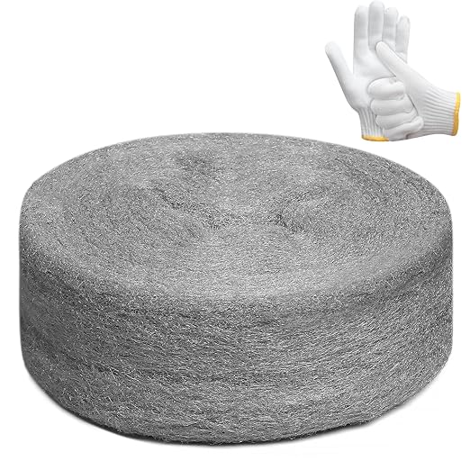 Stainless Steel Wool with Gloves, 20FT Steel Wool Fill Fabric Roll, Gap Blocker Coarse Wire Hardware Cloth DIY Kit for Holes, Wall, Garden, Kitchen, Pipeline in Garage