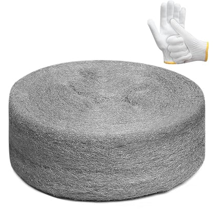 Stainless Steel Wool with Gloves, 20FT Steel Wool Fill Fabric Roll, Gap Blocker Coarse Wire Hardware Cloth DIY Kit for Holes, Wall, Garden, Kitchen, Pipeline in Garage