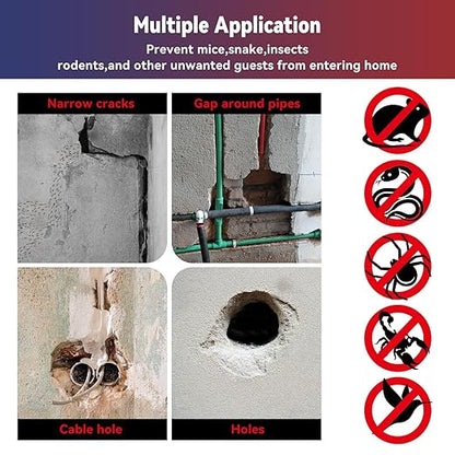 [Upgrade 4in1] Steel Wool Mice Control,Dual-Layer Protection for Mouse,Wire Mesh Hole Filler Gap Rodent Control Fill Fabric,Weep Hole Covers,3 Pack Steel Wool 0000&1 Pack Stainless Mesh Kit with Tools