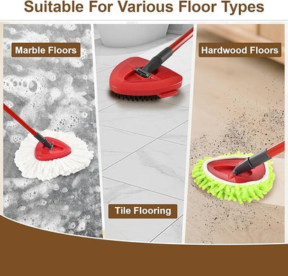 6 Pack Mop Heads Replacement for Ocedar EasyWring 1 Tank Spin Mop System,Include 2 Microfiber Spin Mops Replace Head&2 Chennile Mops Head Machine Washable with Scrubber Mopp Head and Base for Cleaning