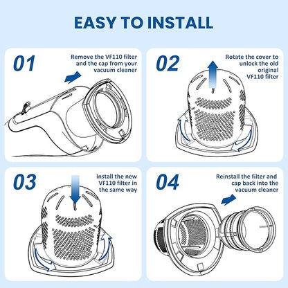 6 Pack Filter Replacement for Black and Decker Power Tools VF110 Dustbuster Cordless Hand Vacuum CHV1410L CHV9610 CHV1210 CHV1410 CHV1510 BDH2000L, 90558113-01