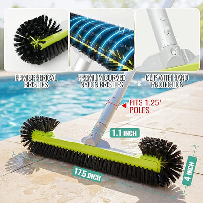 Pool Brush Head for Cleaning Walls with Hemispherical Bristles, Heavy Duty Inground/Above Ground Swimming Pool, Scrub Brush for Tile Flooring Vinyl Pools Fiberglass Fits Φ1.25” Poles (Charcoal)