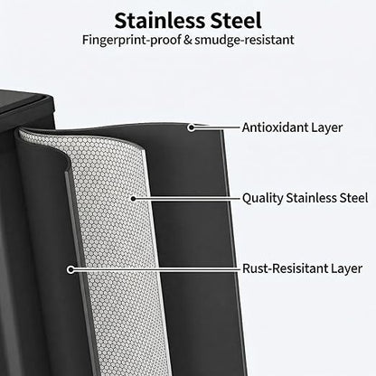 GarveeHome 60L/16 Gallon Dual Compartment Step Trash Can with Silent-Close Lid – Stainless Steel Recycling Bin for Kitchen, Office, Living Room – Odor Control & Pet-Proof Design