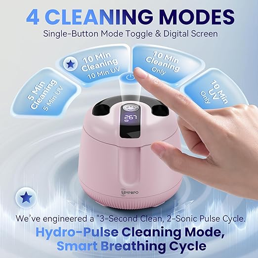 Ultrasonic Retainer Cleaner Machine 48kHz, Dental Cleaning Pod, Ultrasonic Retainer Cleaner for Dentures, Aligners, Mouth Guards, Toothbrush Heads and Jewelry with 200ML Capacity, LAB Supply