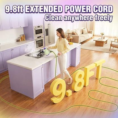 1050W Powerful Steam Cleaner with 9pcs Accessories & Safety Lock, Quick Heating Pressurized Handheld Steam Cleaner for Home, Multi-Surface Steamer Cleaner for Car, Window, Bathroom, Grout and More
