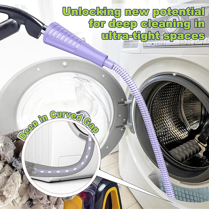 Sealegend 2 Pieces Dryer Vent Cleaner Kit, Dryer Vacuum Hose Attachment and Flexible Lint Brush, Dryer Vent Cleaning Tools for Crevice Lint Trap‌, Purple