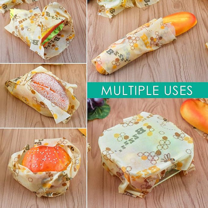 Beeswax Food Wraps 1 Meter Roll 13 x 39 Inch Reusable Beeswax Wraps Eco-Friendly Sustainable Food Storage Wraps for Sandwich, Cheese, Fruit, Bread, Snacks (Bee Pattern) (1, 13x39 英寸)
