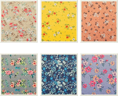 Patelai 6 Pieces Swedish Kitchen Dish Towels Kitchen Cloths Reusable Sponge Cleaning Cloths Absorbent Dish Cloth No Odor Hand Towel Quick Drying Washable Cleaning Wipes (Small Shred Style)