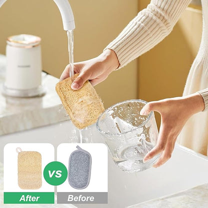 Natural Loofah Sponges, Reusable Natural Sponges for Dishes Multipurpose Loofah Dishwashing Sponges Non Scratch for Kitchen, Sinks, Pots, Pans (15 Pcs)