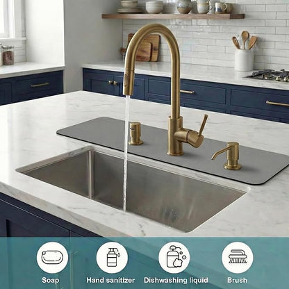 2PCS Faucet Mat for Bathroom Sink 3 Holes: 24’’Lx4.5’’W Grey Splash Guard Fits 8 Inch Widespread Farmhouse Vintage Bridge Kitchen Vanity Faucet - Customizable Drip Catcher for Irregular Sink