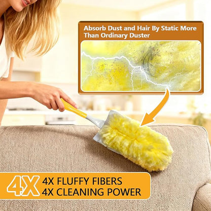 40 Pack Duster Refills Kit Disposable for Swiffer Duster Handle,360° Deep Cleaner Heavy Duty Replacement with 1 Handle,for Home, Blinds, Car, Pet, Furniture, Fans(Yellow)