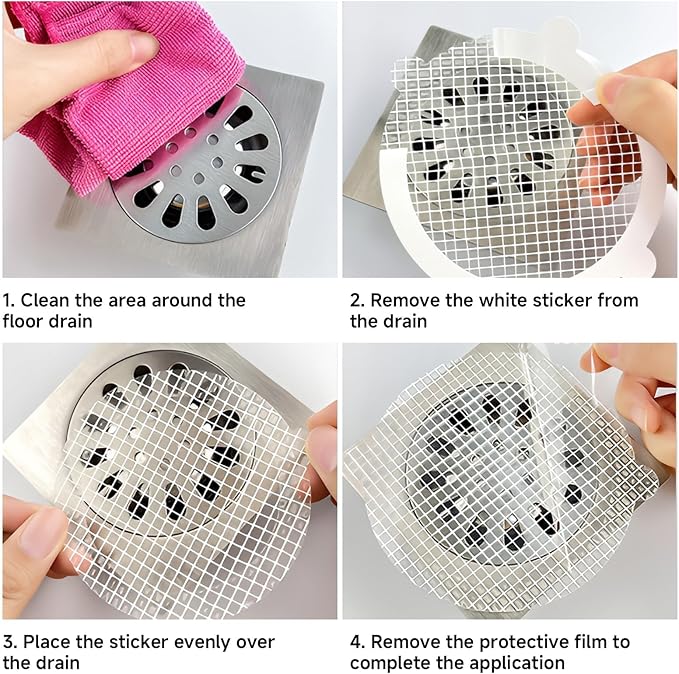 50 Pack Disposable Shower Drain Hair Catcher, Hair Trap for Round Shower Drain Mesh Stickers, Shower Strainer for Bathroom, Bathtub, Kitchen, Sink, Shower Drain Cover Hair Stopper