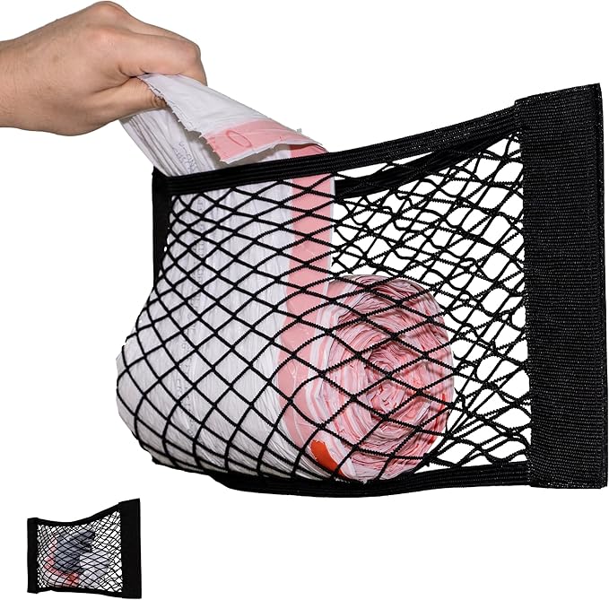 Extra Large Trash Bag Holder Mesh Storage Net Grocery Bag Organizer Dispenser for Aluminum Foil, Garbage Bag, Plastic Wrap, Shopping Bag Under Sink Cargo Organizers for Home and Wall Mounted