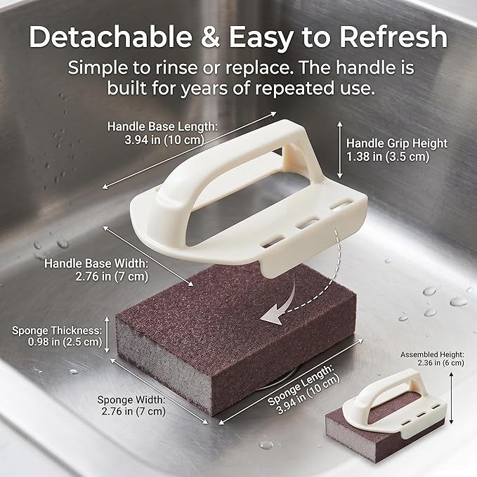 Magic Emery Cleaning Sponge, 2026 New Nano Carborundum Sponge Eraser, Heavy Duty Pot Scrubber Scouring Pad for Stainless Steel Pans, Kitchen Rust & Grease Remover (4 Sponge)