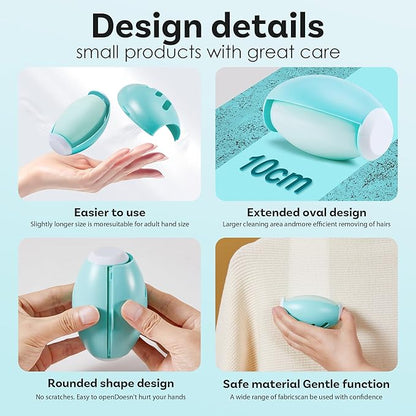 Washable Reusable Gel Lint Roller for Pet Hair，Portable Mini Dog Cat Pet Hair Remover for Clothes，Laundries ，Dust Fuzz Fur -Sticky Cleaner- Small Travel Animal Fur Removal Tool (Cyan)
