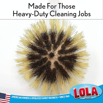 LOLA Replacement Heads for The Original Pot & Pan Brush, 3 Pack, Brass Wire & Tampico Bristles, Birch Hardwood, Heavy Duty Cleaning