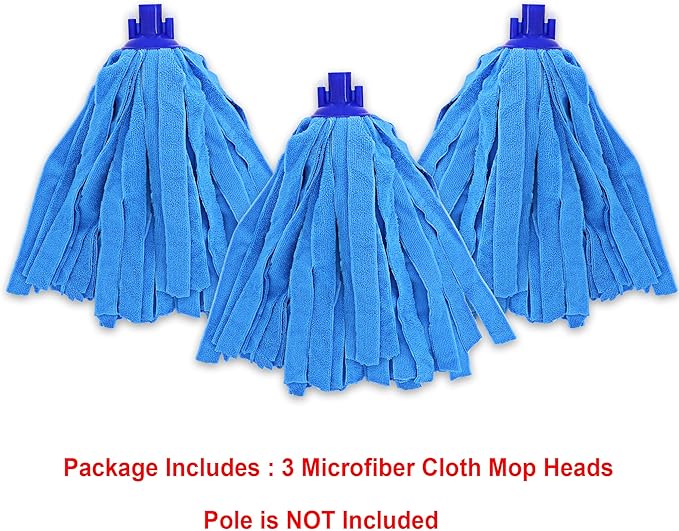 EaseYourDay Microfiber Cloth Mop Head Replacement, String Mop Refills Screw onto All Standard US Threading Pole Mop Handle Rod– 3 Packs