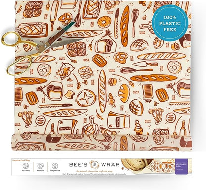 Bee's Wrap Beeswax Wraps for Food - Cut to Size 14x52" Beeswax Wrap Roll - Plastic Free Made in USA Reusable Natural Food Wrap - Bakery Lane