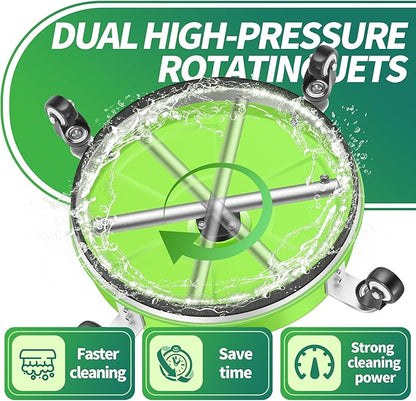 LidoDola 16'' Pressure Washer Surface Cleaner with 4 Wheels - Stainless Steel Surface Cleaner for Pressure Washer Attachment for Concrete, Driveway, Patio, Sidewalk, Deck and Driveways