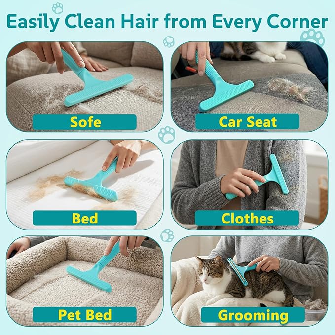 2-in-1 Pet Hair Remover Broom and Scraper Set with Adjustable Long Handle, Ideal for Removing Pet Hair and Water Stains, Reusable and Easy to Clean.