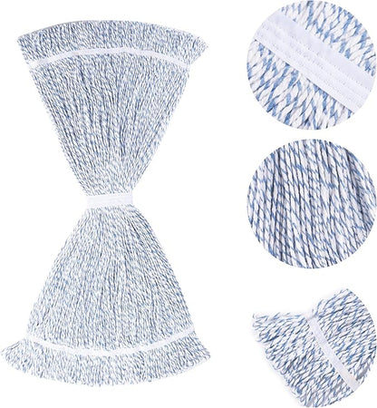 Matthew Cleaning Looped-End Pack of 12 Cotton,1.25'' Universal Headband Heavy Duty Commercial Mop Head Replacement for Indoor&Outdoor Use,Grease Stain Floor Cleaning String Mops Head Refill