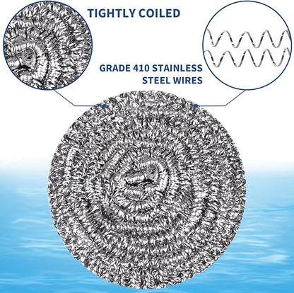 Stainless Steel Scrubber Scrubbing Scouring Pad Sponges Clean Pot Pan and Steel Wool for Kitchen Bathroom (10Pcs Metal Scrubber)