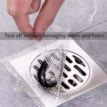 PRIMSOPH 6 Inch 30pcs Disposable Shower Drain Hair Catcher Mesh Stickers Floor Drain Sticker Disposable Drain Filter Hair Trap Sticker