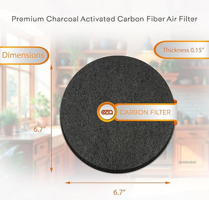 Premium Charcoal Activated Carbon Fiber Replacement Air Filter for Kitchen Compost Bin (10 Pack, Round 6.7")