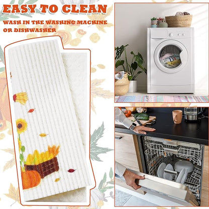 Remagr 6 Pcs Swedish Kitchen Dish Towels Kitchen Cloths Reusable Sponge Cleaning Cloths Absorbent Dish Cloth Quick Drying Washable Cleaning Wipes No Odor Hand Towel (Thanksgiving)