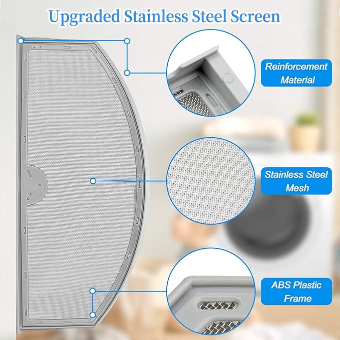 Upgraded WE03X23881 Dryer Lint Screen Filter Replacement for GE Dryer, GTD65EBSJ3WS GTD33EASK0WW GTD42EASJ2WW GTD42GASJ2WW GTD45EASJ2WS PS11763056 Stainless Steel Metal Screen with Cleaner Kit Brush
