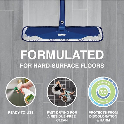 Bona Multi-Surface Floor Cleaner Spray - 32 fl oz - Lemon Mint Scent - Refillable - Residue-Free Floor Cleaning Solution for Stone, Tile, Laminate, and Vinyl Floors